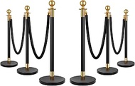 VIVOHOME Stainless Steel Stanchion Post Queue 6PCS Pole w/ 4 Red Velvet Ropes, Crowd Control Barrier