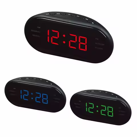 LED Alarm Clock Radio Digital AM/FM Radio Red With EU Plug Large LED Display Digital Radio Alarm Clo
