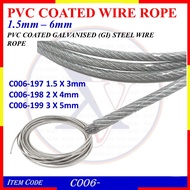 (Price Per 10-Meter) C006 PVC COATED GALVANISED STEEL WIRE ROPE 1.5 X 3mm / 2 X 4mm / 3 X 5mm