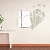 DIY 3D Art Mirror Wall Sticker Love Heart Shape Rooms Home Office Supplies Modern Decoration Silver