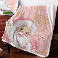 Christmas Santa Claus Snowflakes Pink Cashmere Winter Warm Soft Throw Blankets for Beds Sofa Wool Blanket Bedspread