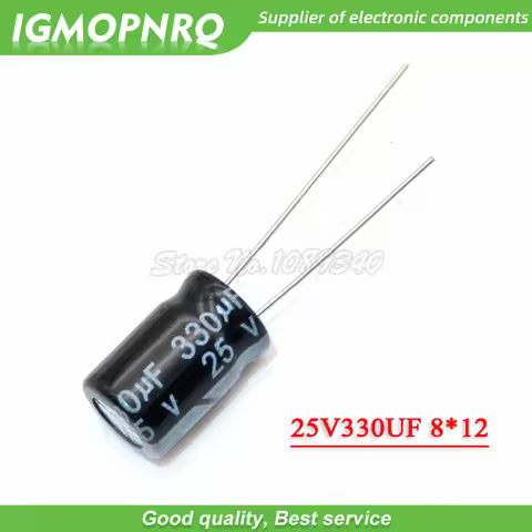 50PCS 25V330UF 8*12mm 330UF 25V 8*12 Aluminum electrolytic capacitor
