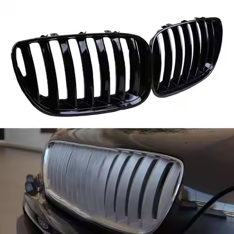 50% Hot Sale 1 Pair Car Grilles Single Line Anti-scratch ABS Car Front Hood Grill 51137113733 511371