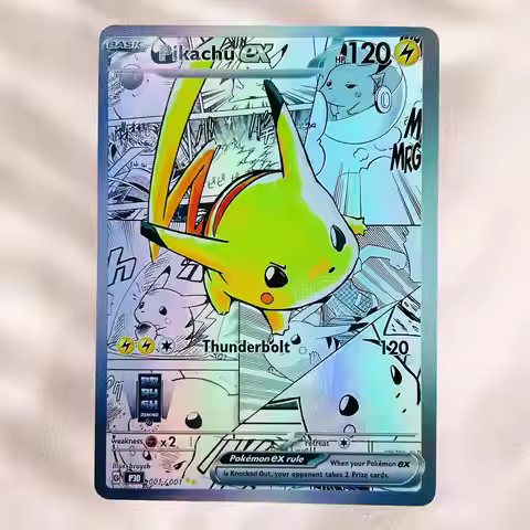 DIY Pokemon Pikachu ex 001/001 Single Holographic Texture Cards English Version Perfect Condition Cl