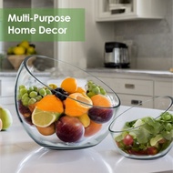 Slant Cut Bowl Glass Vase, Glass Fish Bowl Vase, Fruit Jar, Candy Dish, Clear Terrarium, Flower Vase