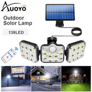 Auoyo 138 LED Solar Outdoor Lights Separate Lighting Wall Light 3 Modes Lamps Spotlight Motion Sensor Lamp Waterproof Wall Lamp Split Type 3 Way Solar Powered Lights Adjustable for Front Door Pathway Garden Yard with 5m Cable