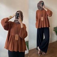 KEMEJA KATUN RX FASHION - KINAN LINEN BUTTON BLOUSE XXL COTTON TWISTCONE / ARINA TOP / DISA ARINAY T