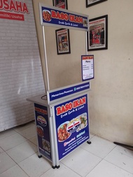 PRe ORDER Booth Portable Meja Lipat Rombong bahan aluminium ukuran 80x50 untuk jualan pentol bakso c