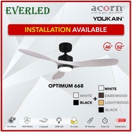 [Installation available] Acorn (Youkain) OPTIMUM 668 *Smart* Ceiling Fans With 24w LED 3-Tone 46"/ 52" DC Ceiling Fan