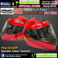 MHR GT2 For Kids Helmet Design Full Face Double Visor FF322 E3 Solid Red Certified (SIRIM) Removeabl