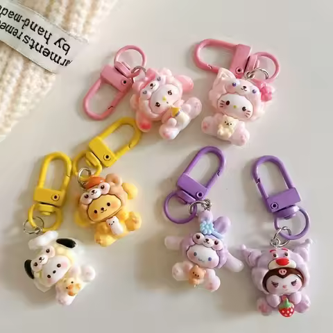 Hello kitty My Melody Kuromi Pochacco Keychain Cute Cartoon School Bag Pendant Exquisite Bag Accesso