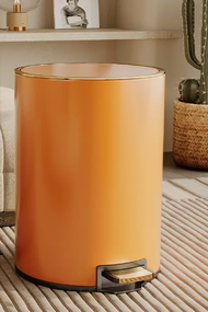 全城熱賣 - 家用不銹鋼腳踩帶蓋垃圾桶(騎士橙)(尺寸:18L-37*27.5CM)