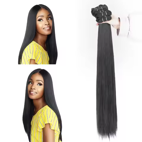 Synthetic Straight Hair Weaves Long Natural Color Synthetic Hair Wefts for Women Kanekalon Hair Lot 