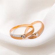 stok terbatas cincin nikah pria wanita model polos 1 permata emas asli