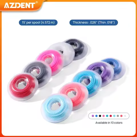 AZDENT Dental Orthodontic Elastic Power Chain Colored Size Long Short Continuous 15' per Spool