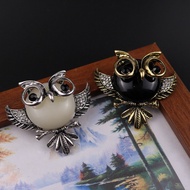 1PC Fashion Personality Jewel Set Owl Men's and Women's Ancient Gold Sliver Brooch Large Sweater Pin