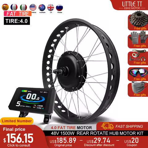 Ebike Fat Conversion Kit 48V 1500W 4.0tire Rear Rotate Brushless Gearless Hub Moto Wheel for Snow El