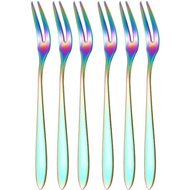 6Pcs 304 Stainless Steel Fruit Forks Set for Mini Cake Desserts Sushi Snacks, 5.1 x 0.4 Inch Food Pi