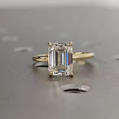High Quality Emerald Cut 1ct 2ct 3ct Moissanite Solitaire Ring 925 Sterling Silver Engagement Rings 