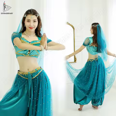 Jasmine Costume Women Aladdin Halloween Outfit Belly Dance Princess Jasmine Costume Adults Festival 
