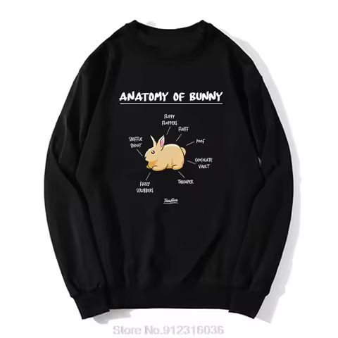 TeesHive Rabbit Gift Anatomy Of A Bunny Hoodie Fashion Pullover Sweatshirt Oversized Cotton Clothing
