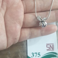 Kalung Emas Putih Ubs Italia Satu Permata Solitaire Sederhana 375 8K