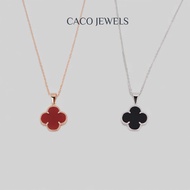 CACO Agate Clover Necklace 18K Rose Gold Plated on 925 Sterling Silver "Trefle" (1 Piece)