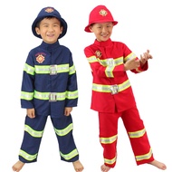 キ Firefighter Uniform Boys Fireman Suit Performance Wear Kids Halloween Cosplay Costume Fire