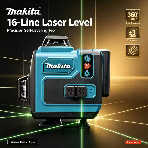 4.0Ah Max Makita 40V Battery Makita 16 Lines 4D Laser Level Self Leveling Green Beam 360° Cross Line