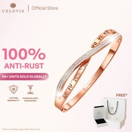 [ 11.11 SALE ] CELOVIS Vera Twin Row Zirconia with Roman Numeral Closed Hinged Engravable Bangles Gi