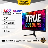 Armaggeddon 27" 2K WQHD IPS 130Hz Gaming Monitor 10 Bit Colour FreeSync G-Sync PXP 27 QGG