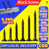TVL 0.5KG 520PCS M3.5 M4.2 Black Gypsum Screw Drywall for Wood Metal 1inch to 3 inch Selftapping