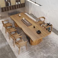 Tea Table Chair New Chinese Style Tea Table Solid Wood Zen Combination Tea Table Zen Style Log Large