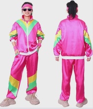 80s เครื่องแต่งกายสําหรับสตรีRetro Tracksuit Jacket Shell ชุด Hip Hop90s 80s ชุดสําหรับสตรีชุดคอสเพล