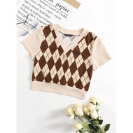 SHEIN Argyle Print Tee