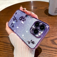 For iPhone 16 15 Pro Max i16 i6Plus i16Pro iPhone 16ProMax 5G Fashion Rose Flower Rhinestone Bling C