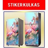 1-DOOR FRIDGE STICKERS, 2-DOOR FRIDGE STICKERS, FLAMINGO MOTIF FRIDGE WALLPAPER