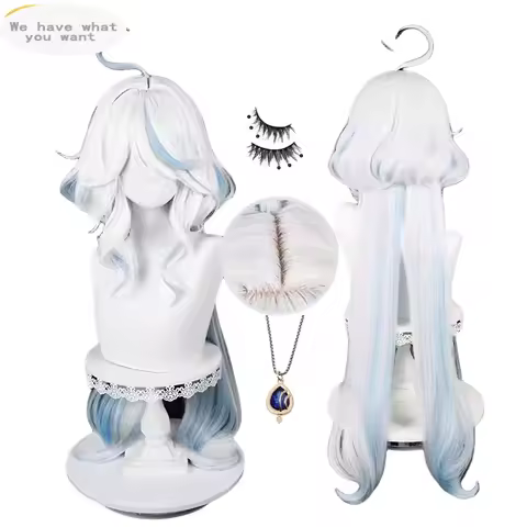Genshin Impact Cosplay Focalors Cosplay Wig Furina Wig White Blue Heat Resistant Synthetic Hair Game