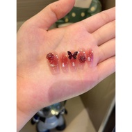 nails handmade nails Chinese Style Koi Wearing Nails Pure Handmade Wearing Nails Hot Girls Wine Red 