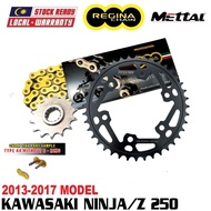 KAWASAKI NINJA / Z250 Full Set Regina Chain 520 Metal Sprocket Kit Black Rear Sprocket Sets