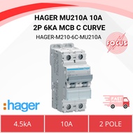 HAGER MU210A 10A 2P 6KA MCB C CURVE