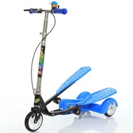 dnqry7 Children's Three-wheel Double-wing Pedal Folding Aluminum Alloy Foot Scooters Kids Scooters