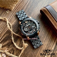 [Original] 宾马 Balmer A7935G BRG-48 Chronograph Men's Watch with Sapphire Glass Black Stainless Steel