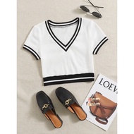 Kathryn Plus Size Ribbed Knit Contrast Binding Top 31093