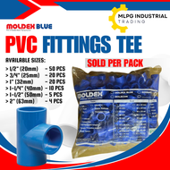 (PER PACK) Moldex Blue PVC Fitting TEE (1/2" 3/4" 1" 1-1/4" 1-1/2" 2") | Pantubig