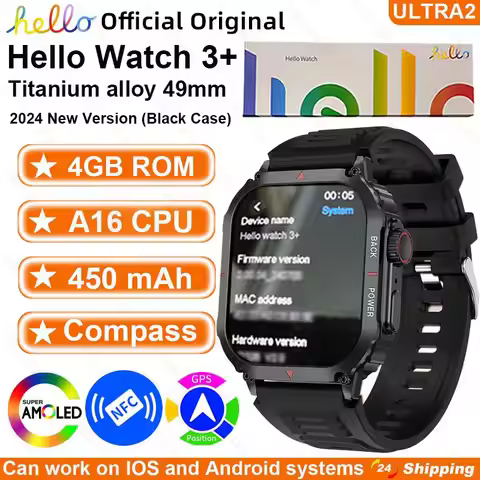 Smartwatch 2024 Official Original Hello Watch 3 Plus ULTRA 49mm AMOLED 4GB NFC GPT Compass Bluetooth