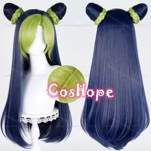 JOJO Jolyne Cujoh Cosplay Wig 80cm Dark Blue Green Wig Anime Heat Resistant Synthetic Wigs for Hallo