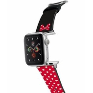 迪士尼米妮老鼠十字壓紋牛皮革Apple Watch真皮錶帶Series 1-8,SE