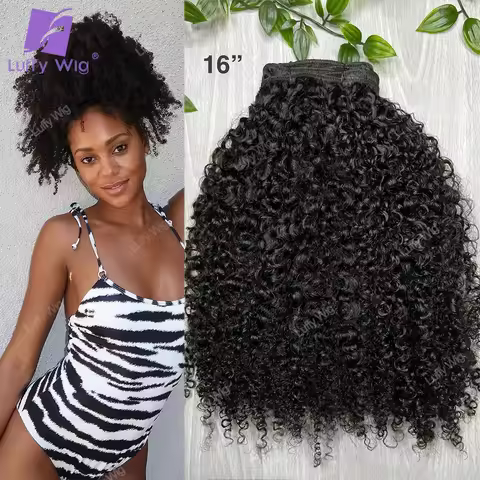 3C 4A Clip In Human Hair Extensions For Black Women Brazilian Remy Afro Kinky Curly Clip Ins Hair Bu