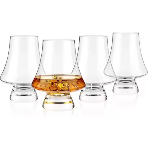 Whiskey Crystal Glass Set, 4 Pack Tasting Glass 9 Ounces Clear Lead Free Wine Glass Bar Party Weddin